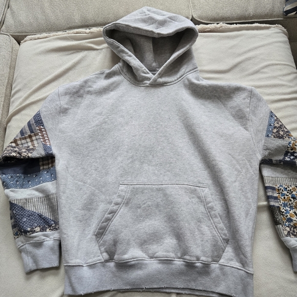 Abercrombie & Fitch Gray Hoodie with Patchwork Sleeves Size XS - Picture 2 of 5